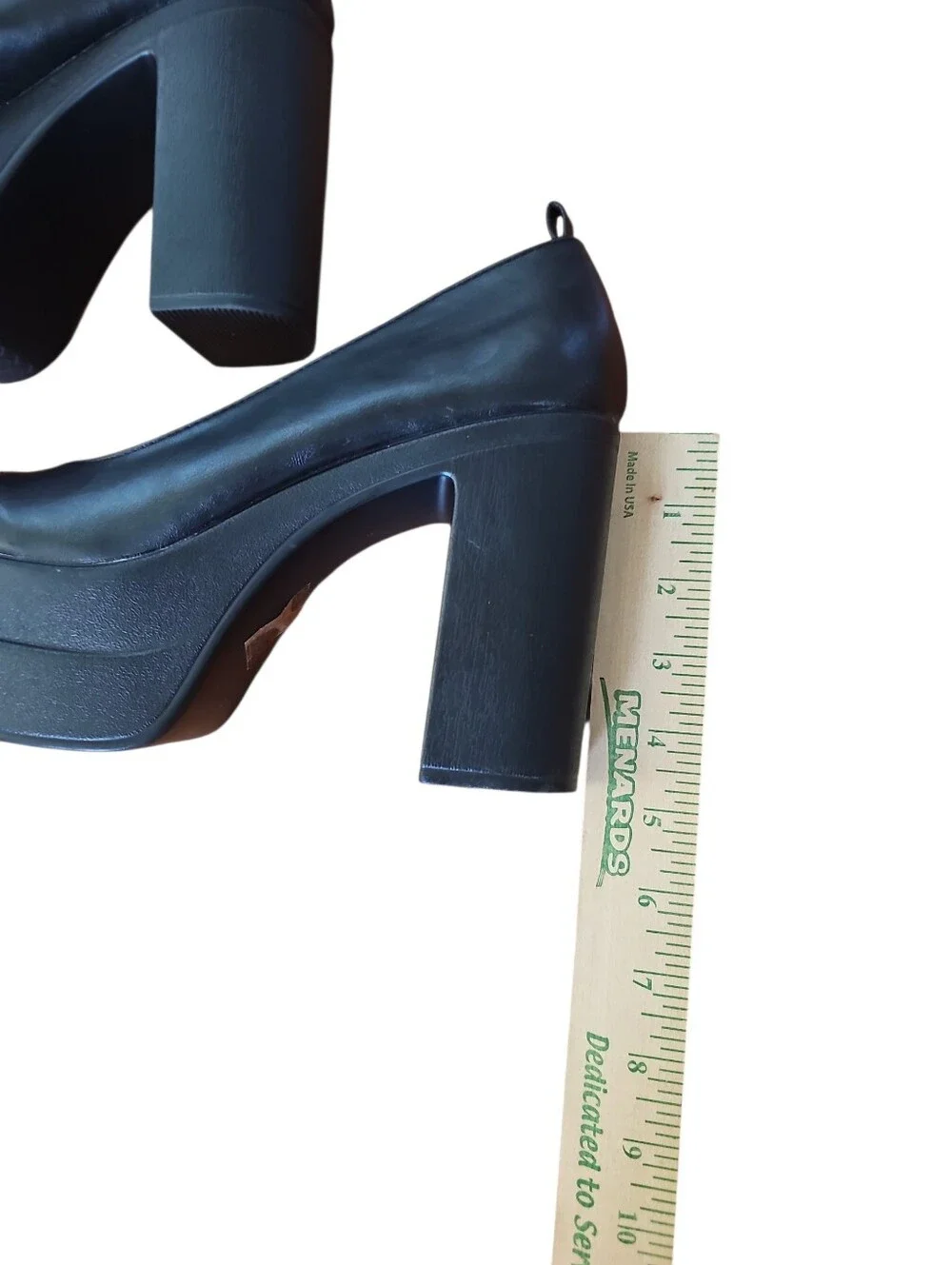 Black Chunky Double Platform Pumps Block Heel Goth Y2K Slip On Sz 41 Or